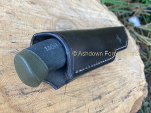 End view of the Mora Companion sheath with the knife inserted